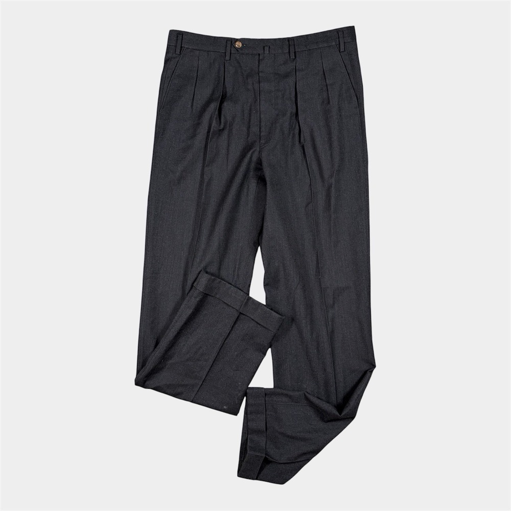 Paul Stuart Dress Men Pants Trousers Flannel Wool Pleated Cuffed Old Money 34x35